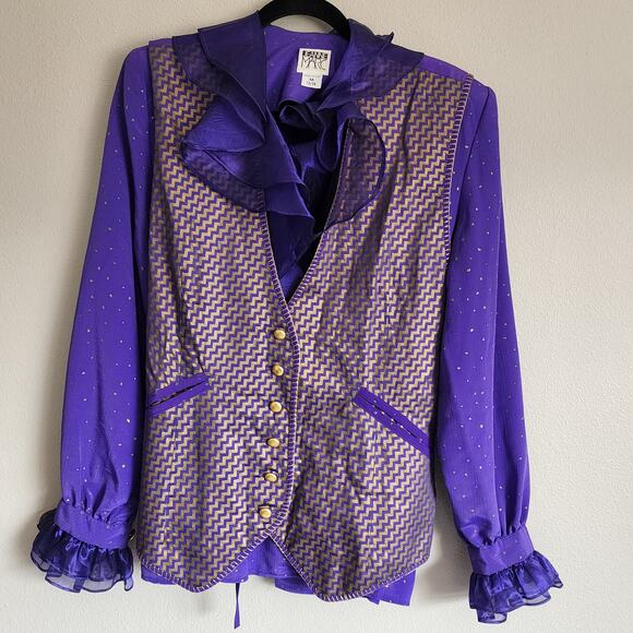 Vintage Jeanne Marc 3-Piece Women's Outfit Set Skirt, Top, and Jacket Purple - Picture 10 of 16